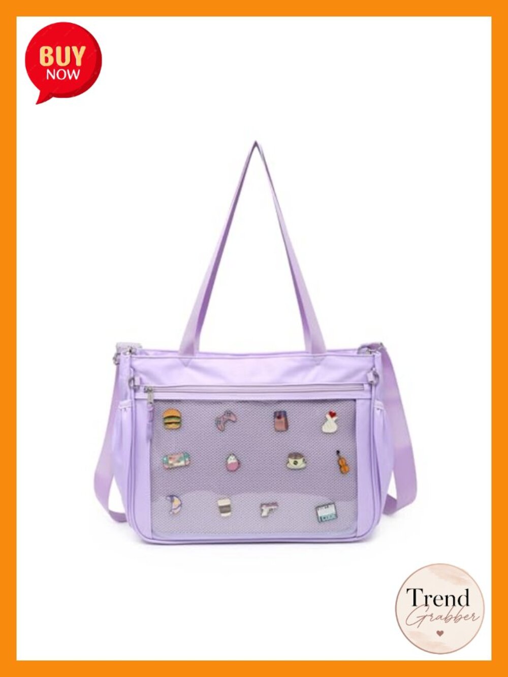 Nylon Ita Bag Clear Pin Display Crossbody Tote Shoulder Bag Pin Collectors